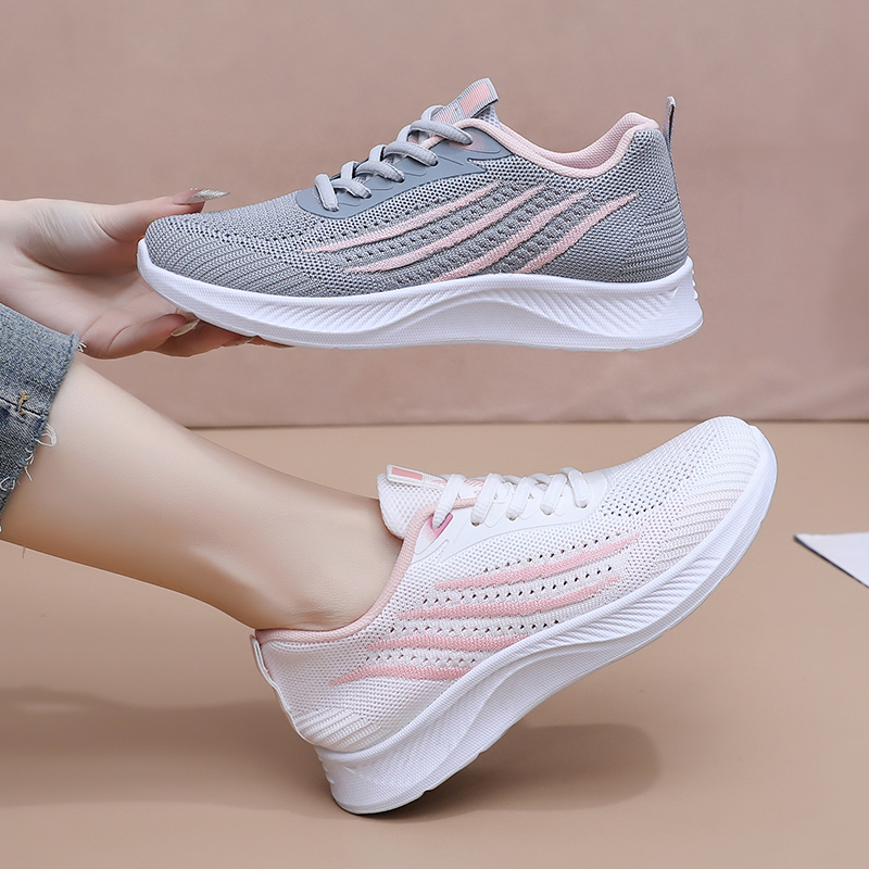 Baskets décontractées d'automn - Knit Fabric Lace Up Sneakers avis et prix